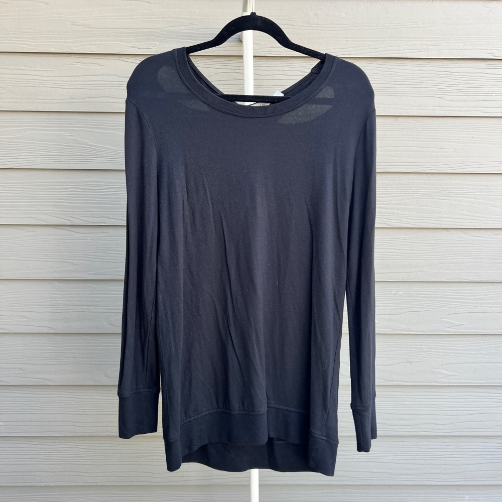 Athleta Black Long Sleeve Open-Back Active Top | Size S